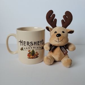 Hershey's Chocolate Large Christmas Tree Mug 32oz with Stuffed Reindeer